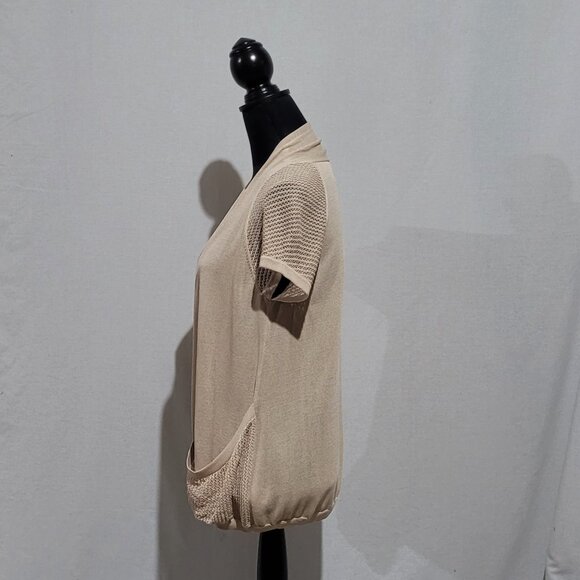 Andrea Jovine cardigan sweater light brown cocoon crochet neutral pockets new - Picture 4 of 14